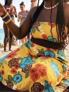 Janette Plus Yellow Floral Strapless Sundress